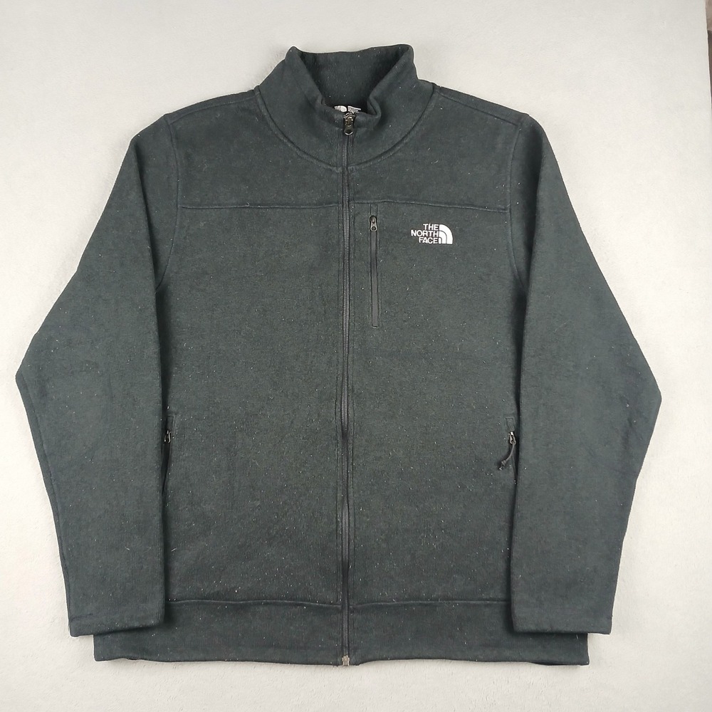 The North Face Fleece Jacket Mens XL Full Zip Sweater Knit Mock Neck Gray